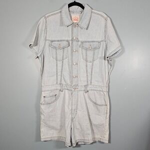 Levi Strauss Denim Trucker Jumpsuit Romper Classic Blue Wash Women's XL